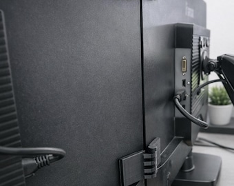 Bisagra de alineación para dos monitores • Conector de pantalla ajustable para monitores colocados uno al lado del otro • Accesorio estable para la configuración del escritorio • Hecho a mano en Montreal