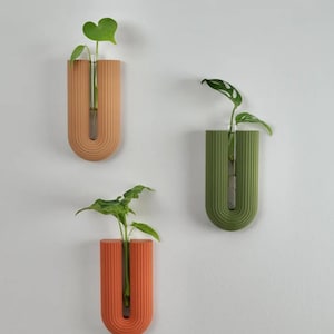 Minimalistische Wandvase | Einzelstiel-Röhrchenhalter | 3D-gedruckter Wandpflanzer | Pflanzenstecklingspräsentation | Boho-Deko-Geschenk