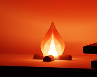 Cozy Campfire Lamp | Warm LED Night Light | Rustic Home Decor | Unique Desk Lamp | Bedside Mood Light | Handmade Gift Idea | USB Plug