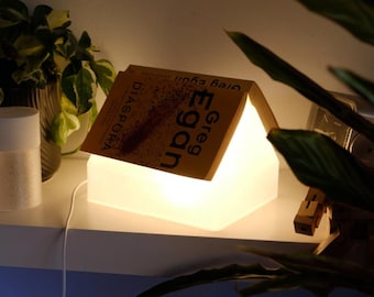 House‑Shaped Reading Lamp • Book‑Holding Bedside Light • Cozy Modern Home Decor • Handmade in Montreal