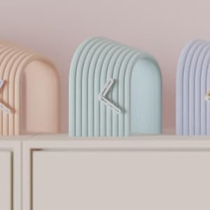 Calming Arch Desk Clock • Minimalist Ribbed Clock • Soft Pastel Timepiece • Handmade in Montréal
