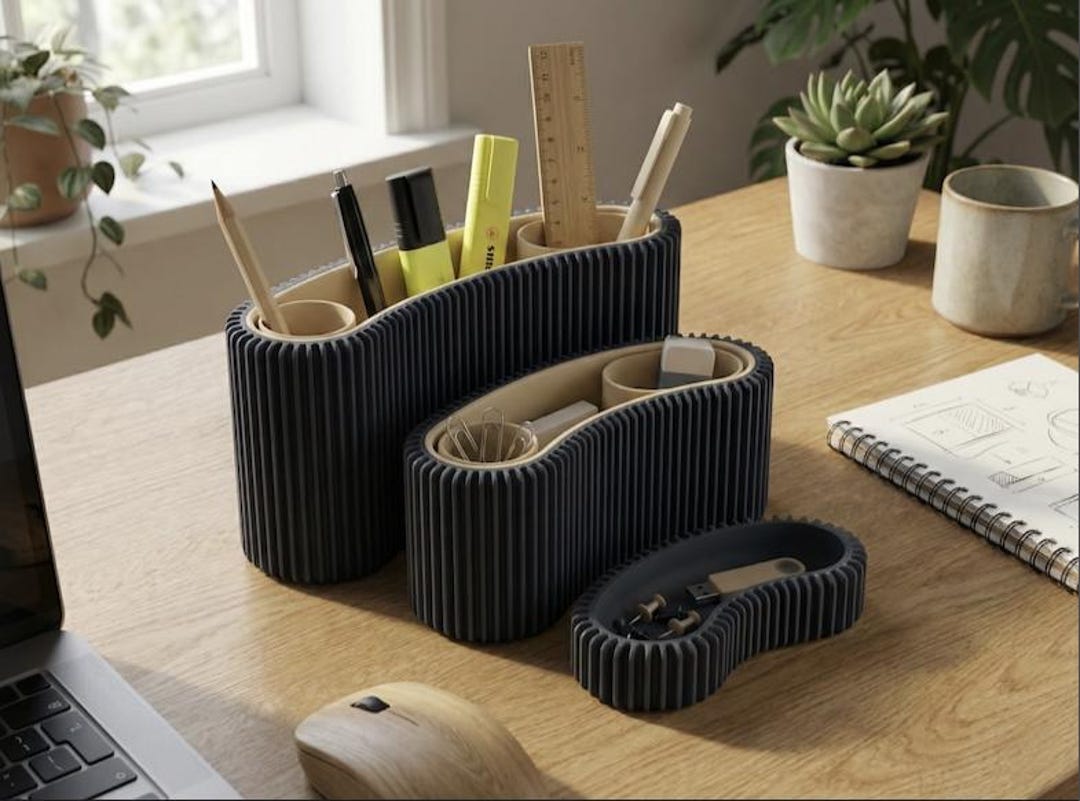 Design Desk Rack Premium Modular Desk Organizer • Ribbed Modern Storage System ...