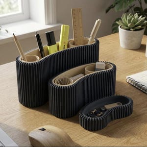 Premium Modular Desk Organizer • Ribbed Modern Storage System • Adjustable Compartments • Handmade in Montréal