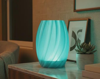 Modern Spiral LED Lamp • 3D‑Printed Ambient Light • Sculptural Night Light • Minimalist Desk & Bedroom Decor • Montreal Studio