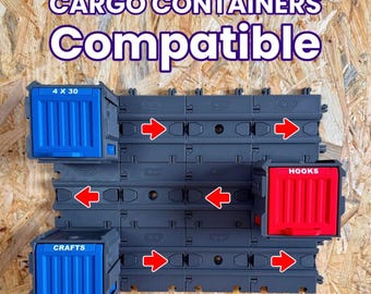 Modular Wall Storage System | Cargo Container Rail Organizer | Garage Workshop Tool Storage | Wall Mount Organizer | Maker Gift | Desk Wall