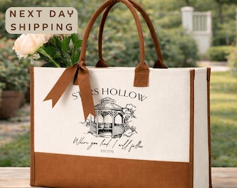 Stars Hollow Tote Bag, Gilmore Inspired Gift, Cozy Small Town Aesthetic Bag, TV Show Fan Tote, Vintage Gazebo Canvas Bag