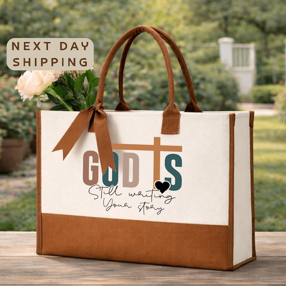 Christian Tote Bag, God’s Still Writing Your Story, Faith Inspired Gift for Women, Religious Tote, Bible Verse Bag, Church Gift