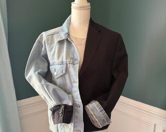 Veste Mash-up en denim et à fines rayures