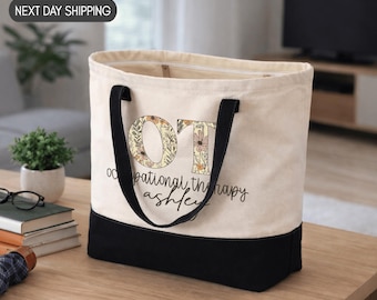 Personalized OT Tote Bag, Occupational Therapy Tote Bag, Occupational Therapist Gift, OT Gift for Her, Therapy Worker Tote