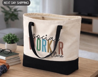 Personalized Social Worker Tote Bag, Social Worker Gift, Social Work Tote Bag, MSW Gift for Her, Social Worker Appreciation Gift