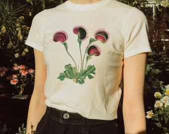 Venus Flytrap Baby Tee, Dark Academia Botanical Shirt, Carnivorous Plant Lover Gift