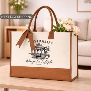 Stars Hollow Tote Bag, Where You Lead I Will Follow, Gilmore Inspired Gift, Cozy Town Aesthetic Bag, Coffee Lover Tote, TV Show Fan Gift