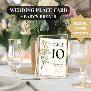 Wedding Place Card Baby Breath