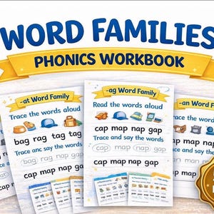 CVC Word Families Worksheets Kindergarten Phonics Reading Practice Imprimable Télécharger PDF