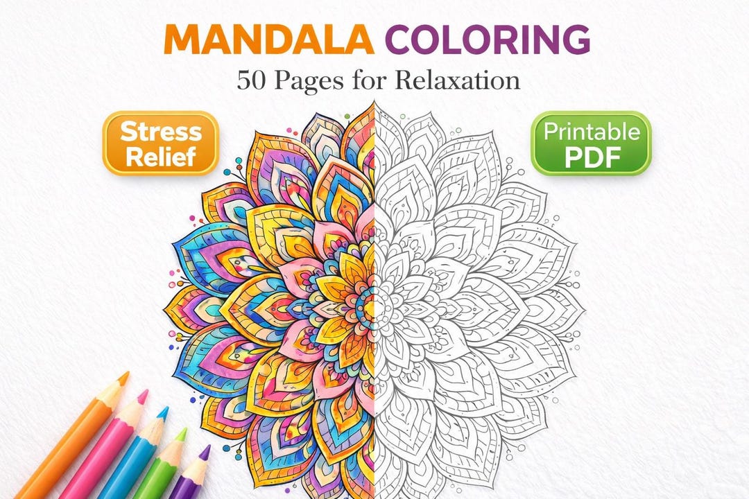 Mandala Coloring Pages Adults 50 Printable Stress Relief Designs ...