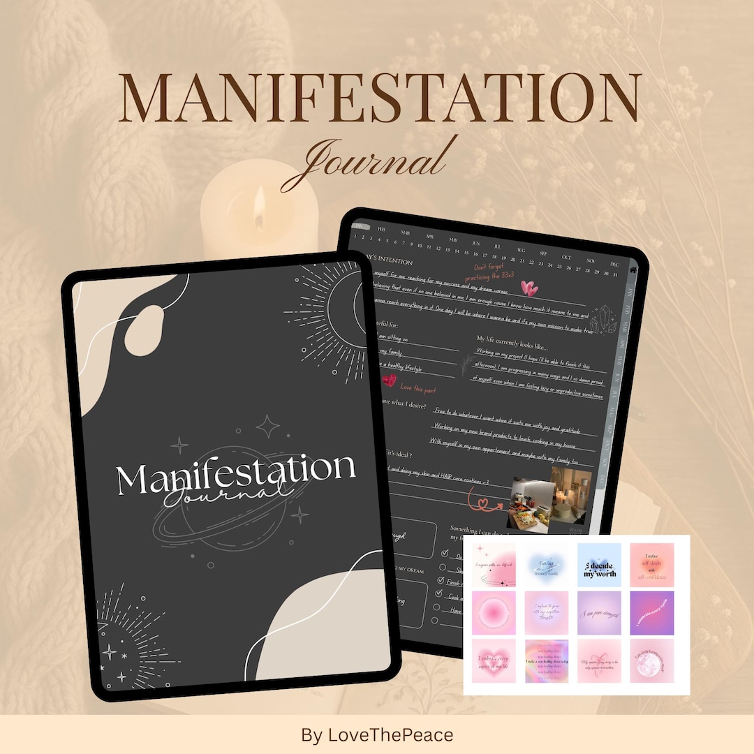 Manifestation Journal | Dark Aesthetic Law of Attraction Planner With Affirmations, Vision Board ...