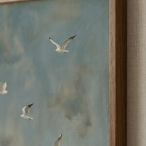 Seagull Wall Art Printable, Birds in Flight Wall Art, Coastal Bird Print, Ocean Sky Poster, Minimalist Nature Art, Digital Download image 13