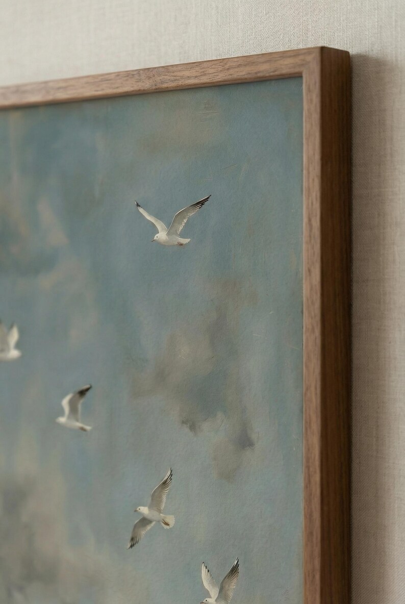 Seagull Wall Art Printable, Birds in Flight Wall Art, Coastal Bird Print, Ocean Sky Poster, Minimalist Nature Art, Digital Download image 13