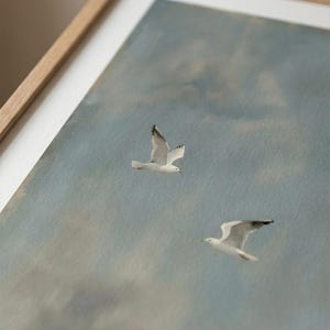 Seagull Wall Art Printable, Birds in Flight Wall Art, Coastal Bird Print, Ocean Sky Poster, Minimalist Nature Art, Digital Download image 9