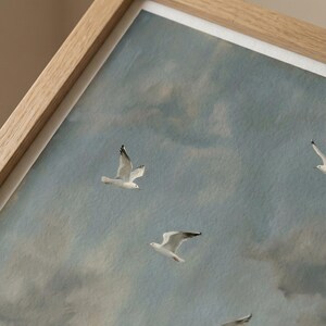 Seagull Wall Art Printable, Birds in Flight Wall Art, Coastal Bird Print, Ocean Sky Poster, Minimalist Nature Art, Digital Download image 14