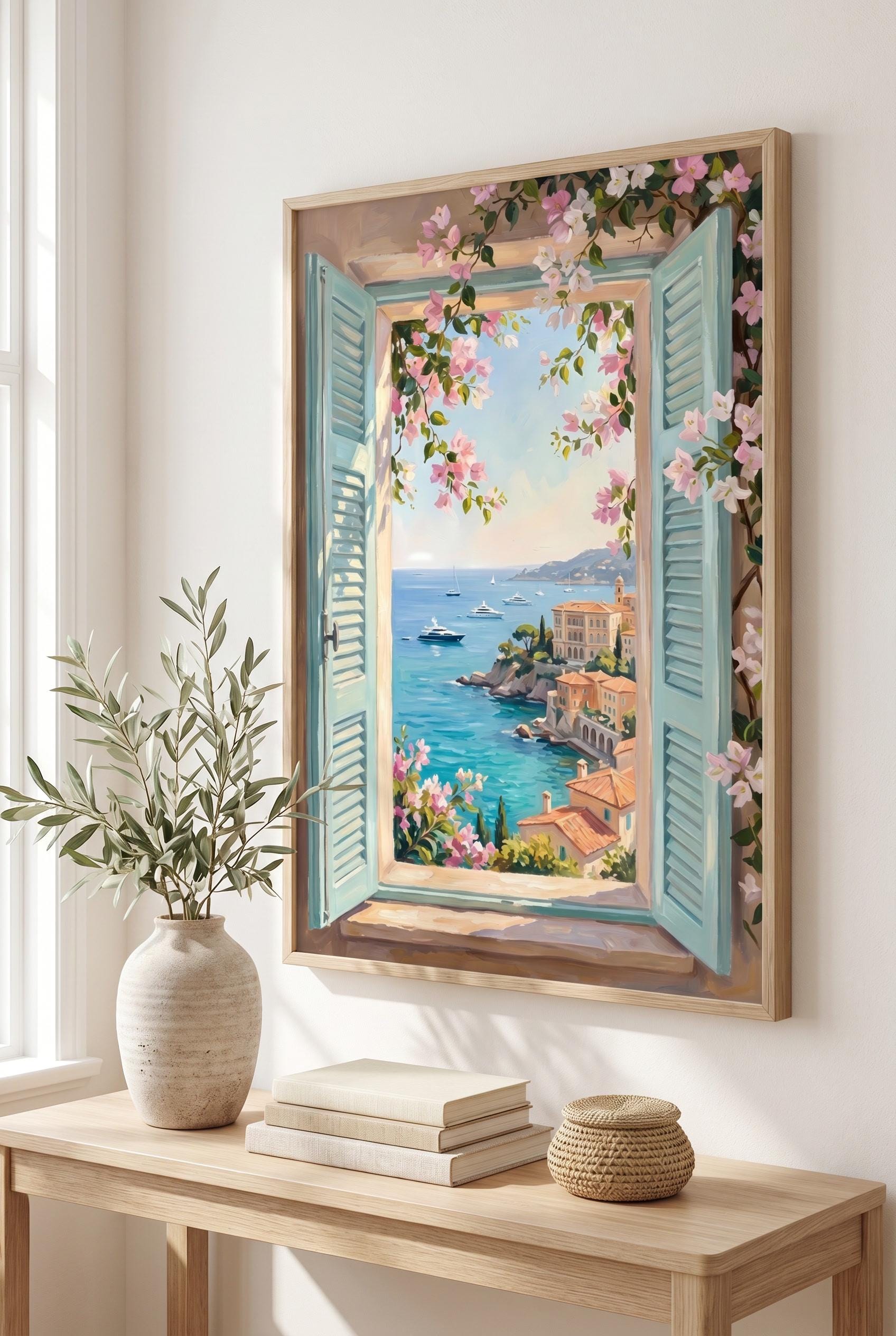 French Riviera Window View Printable Art, Côte D’azur Coastal Wall ...