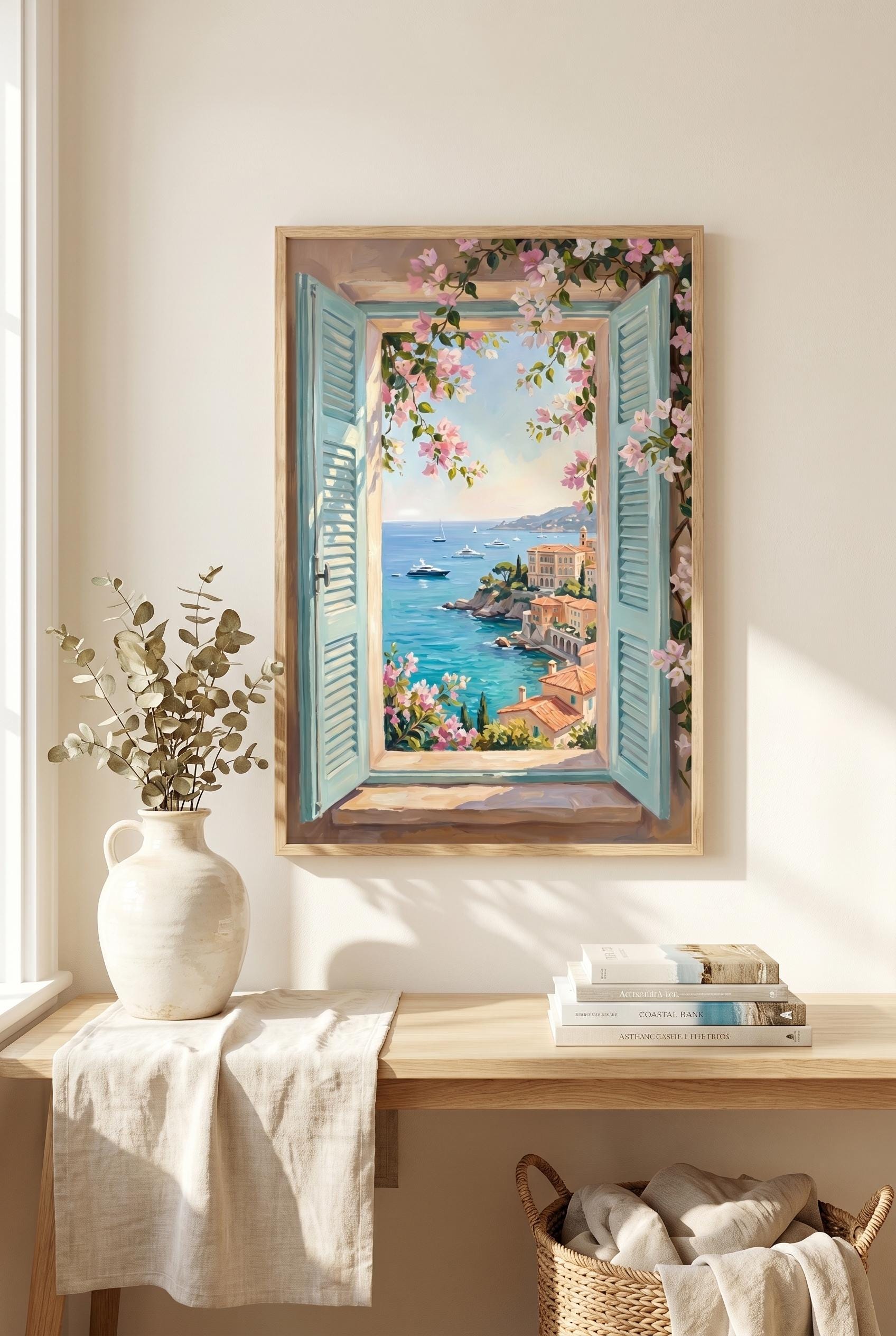 French Riviera Window View Printable Art, Côte D’azur Coastal Wall ...