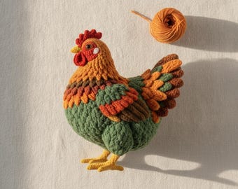 Realistic Rooster Crochet Pattern | Farmhouse Chicken Amigurumi Toy Chicken Plushie  (PDF Download)