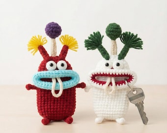 Monster Key Cover Crochet Pattern | Big Mouth Keychain PDF | Fun Crochet Cozy