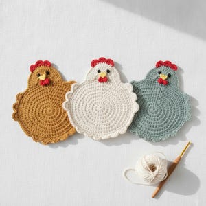Chicken Potholder Crochet Pattern – Easy Farmhouse Trivet (PDF Pattern)