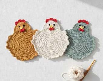 Chicken Potholder Crochet Pattern – Easy Farmhouse Trivet (PDF Pattern)
