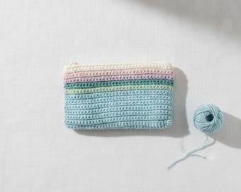 Crochet Striped Pouch Pattern, Beginner Friendly Zipper Bag Tutorial (PDF Download)