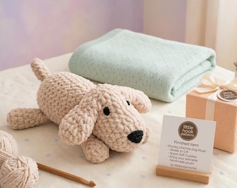 Chunky Chenille Dog Crochet Pattern – Amigurumi Plush Toy Tutorial | Beginner Friendly (PDF Download)
