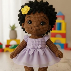 Amara Soft Doll PDF – Crochet Pattern | Afro Blossom Baby Doll , plush toy