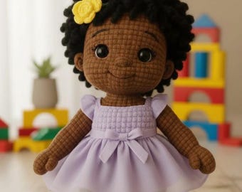 Amara Soft Doll PDF – Crochet Pattern | Afro Blossom Baby Doll , plush toy