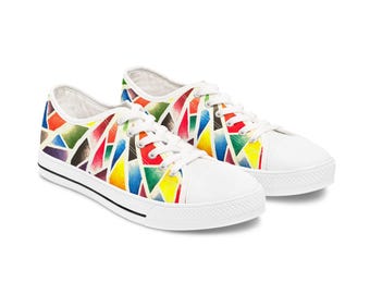 Colorful Stained Radiating Glass Pattern Sneakers | Low Top Shoes