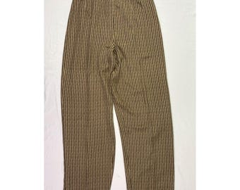 Vintage Talbots Silk Trousers Women 10 Striped Leaf High Rise Wide Leg Heritage