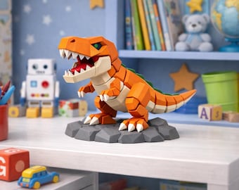 Laag poly T-Rex 3D-afdrukbestand | Model dinosaurusstandbeeld om te schilderen (STL-download)
