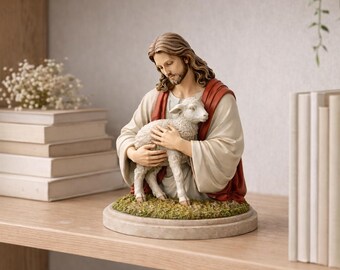Sculptuur Jezus met lam | Gedetailleerd 3D-model voor christelijk interieur (digitale download)