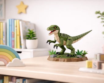 Low Poly Velociraptor STL | 3D-afdrukbestand geometrische dinosaurus (digitale download)