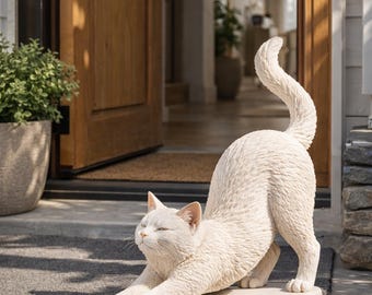STL-bestand uitrekkende kat – 3D-afdrukbaar beeldhouwwerk kattenstandbeeld (digitale download)