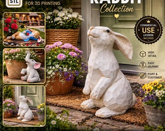 STL-bestand konijn | 3D-printmodel Garden Bunny (digitale download)