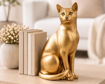 Elegante zittende kat – STL-bestand voor 3D-printen | Moderne kattensculptuur digitale download