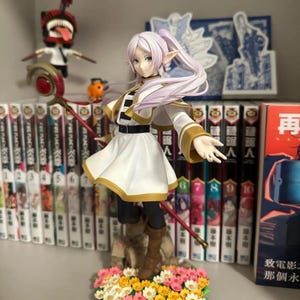 Frieren Figure Anime Statue, Frieren Beyond Journey's End Collectible, Mage With Staff & Flower Base, Manga Action Figure, Otaku Decor Gift