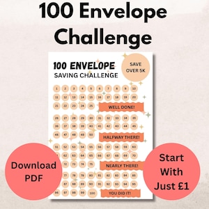 100 Envelope Savings Challenge Printable | Bold Red Savings Tracker | Cash Stuffing Binder Insert | Budget Planner PDF