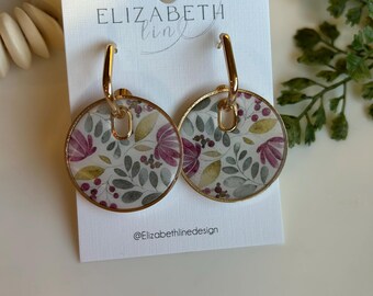 Spring Blossom Floating Hoops | Polymer Clay Handmade Statement Earrings OOAK