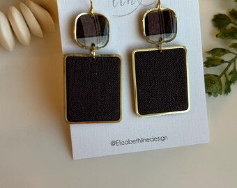 Woven Espresso Architectural Drops | Polymer Clay Handmade Statement Earrings OOAK