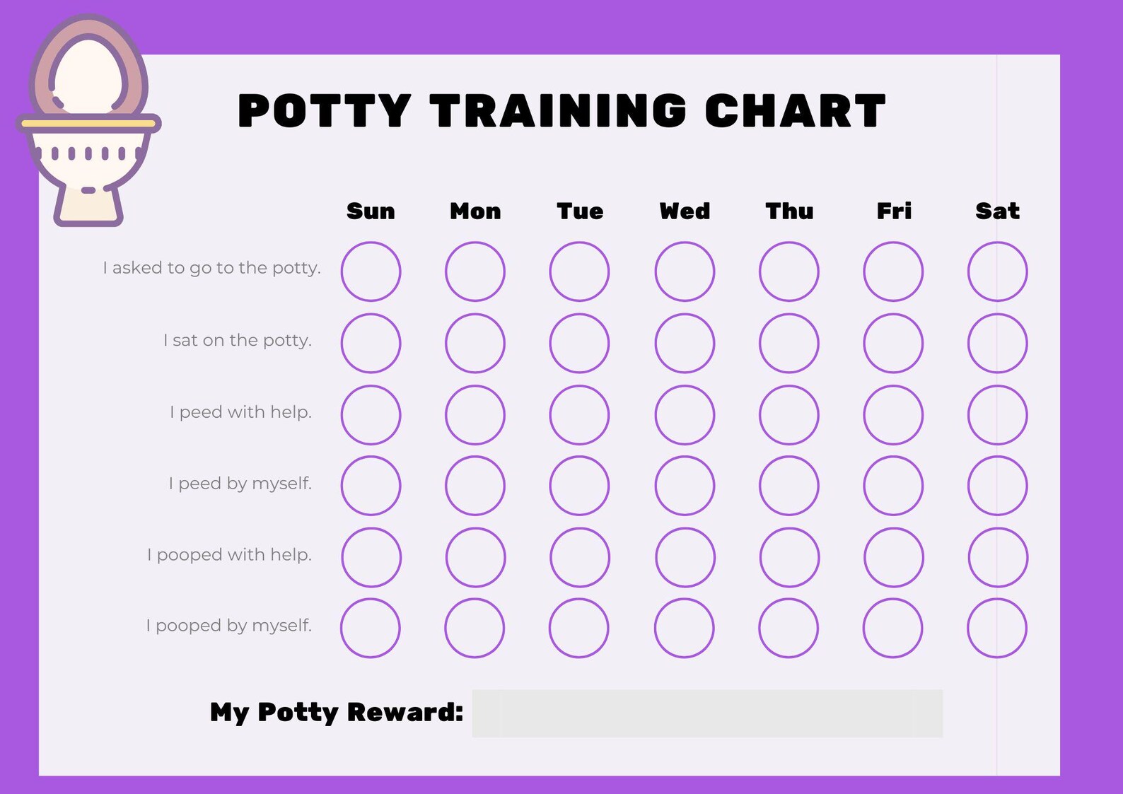 My Potty Routine Chart Toddler Potty Training Chart Printable, Weekly Reward Tracker for Kids ...