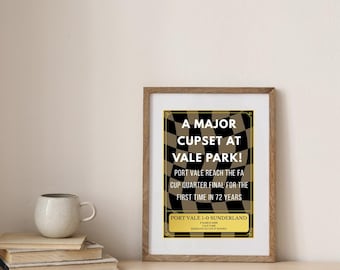 Póster de la sorprendente victoria del Port Vale en la FA Cup / Impresión de la histórica victoria por 1-0 (Descarga digital)