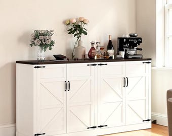 Farmhouse Sideboard Buffet Cabinet Coffee Bar Storage Console Organizer