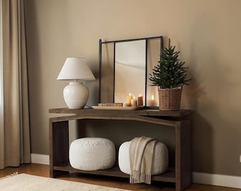 Solid Wood Console Table Farmhouse Sofa Table Entryway Hallway Shelf